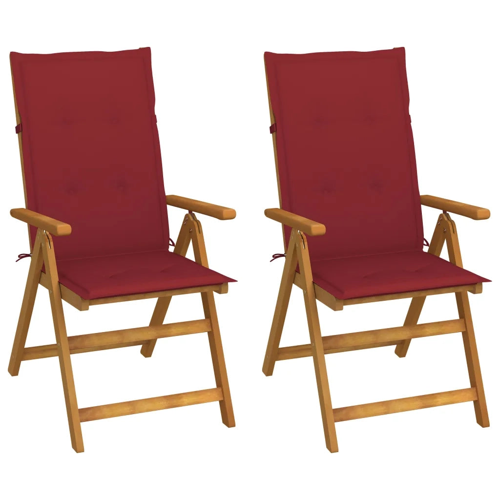 Sedie da Giardino Reclinabili 2 pz con Cuscini Massello Acacia cod mxl 23996