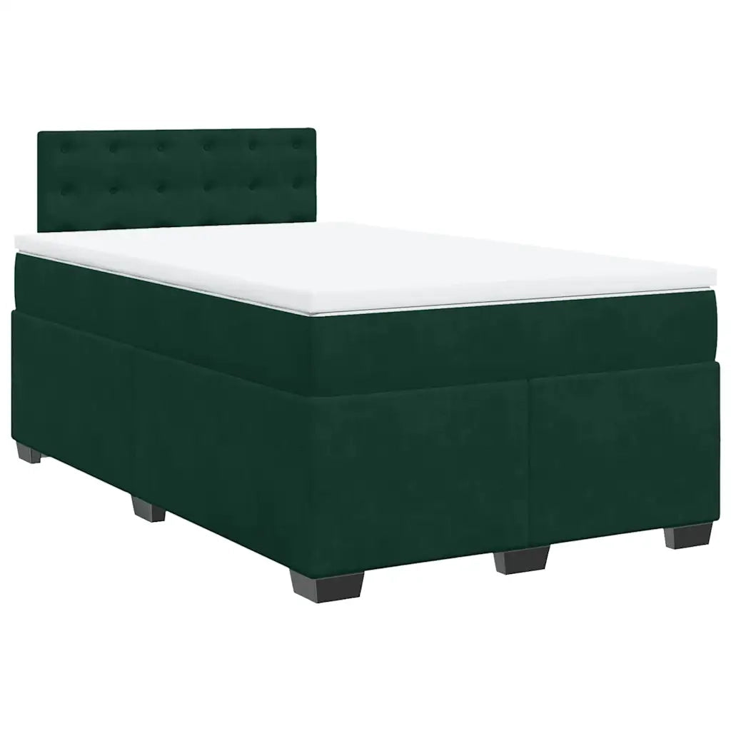 Giroletto a Molle con Materasso Verde Scuro 120x200 cm Velluto