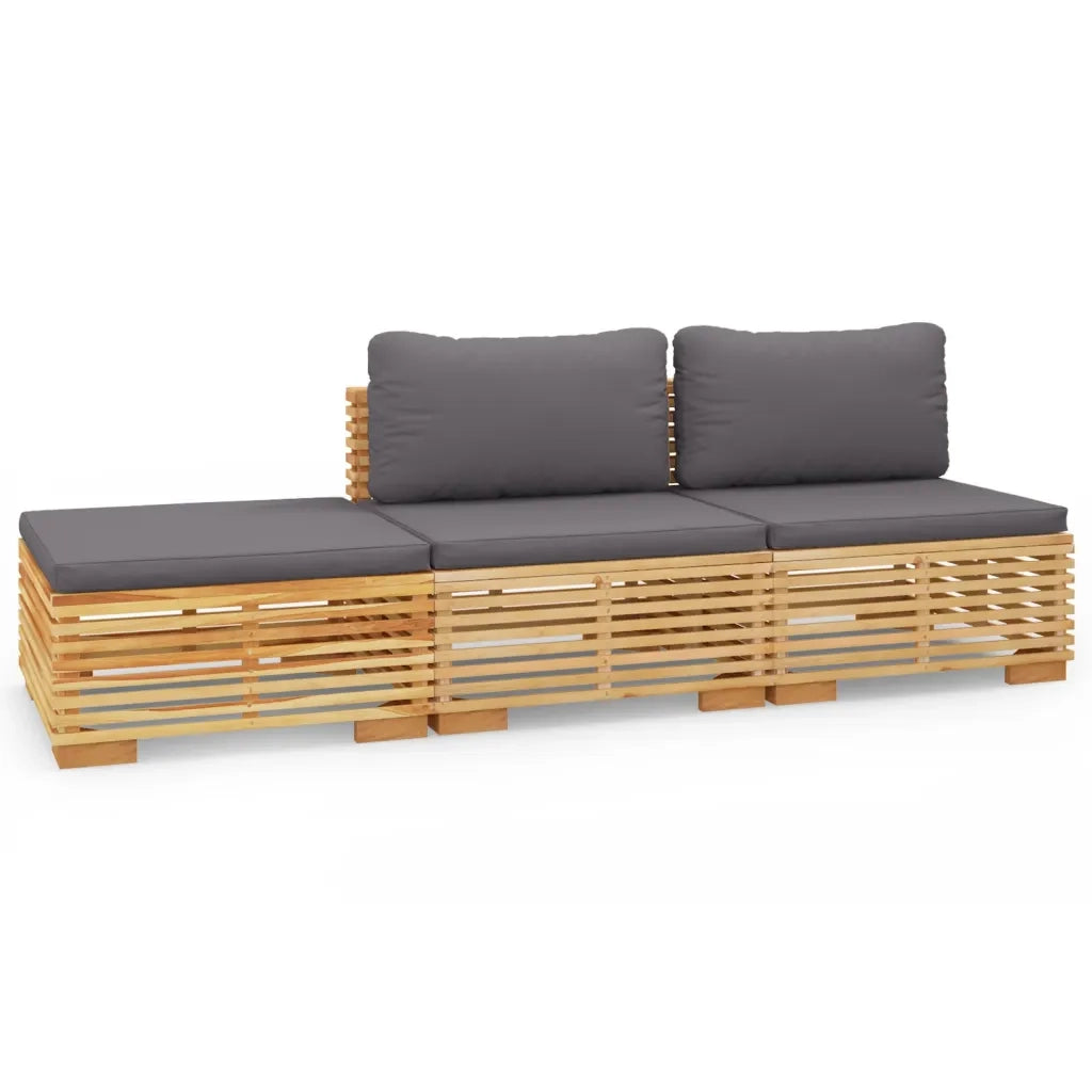 Set Divani da Giardino 3 pz con Cuscini Legno Massello di Teak