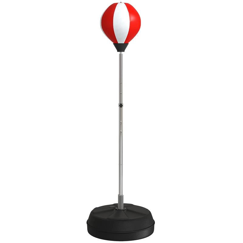 PUNCHING BALL DA TERRA AD ALTEZZA REGOLABILE CON GUANTONI E BASE RIEMPIBILE, 43X43X126-144 CM, ROSSO E BIANCO