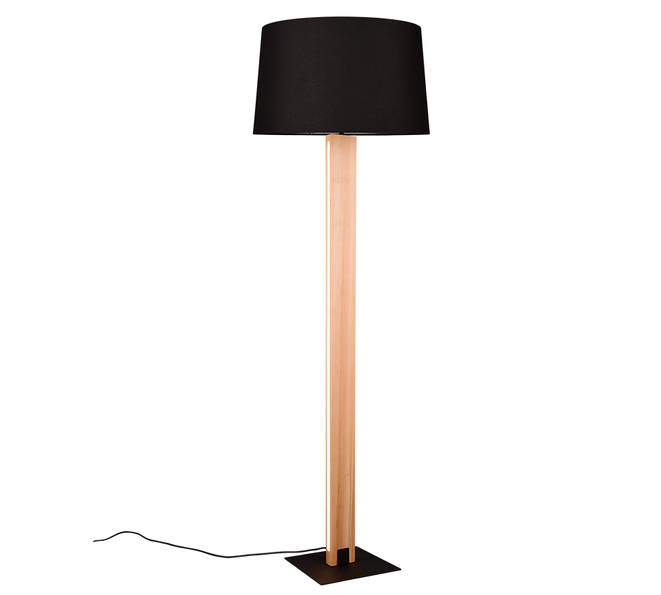 Piantana touch, metallo e legno, nero, H 150 cm, Rahul