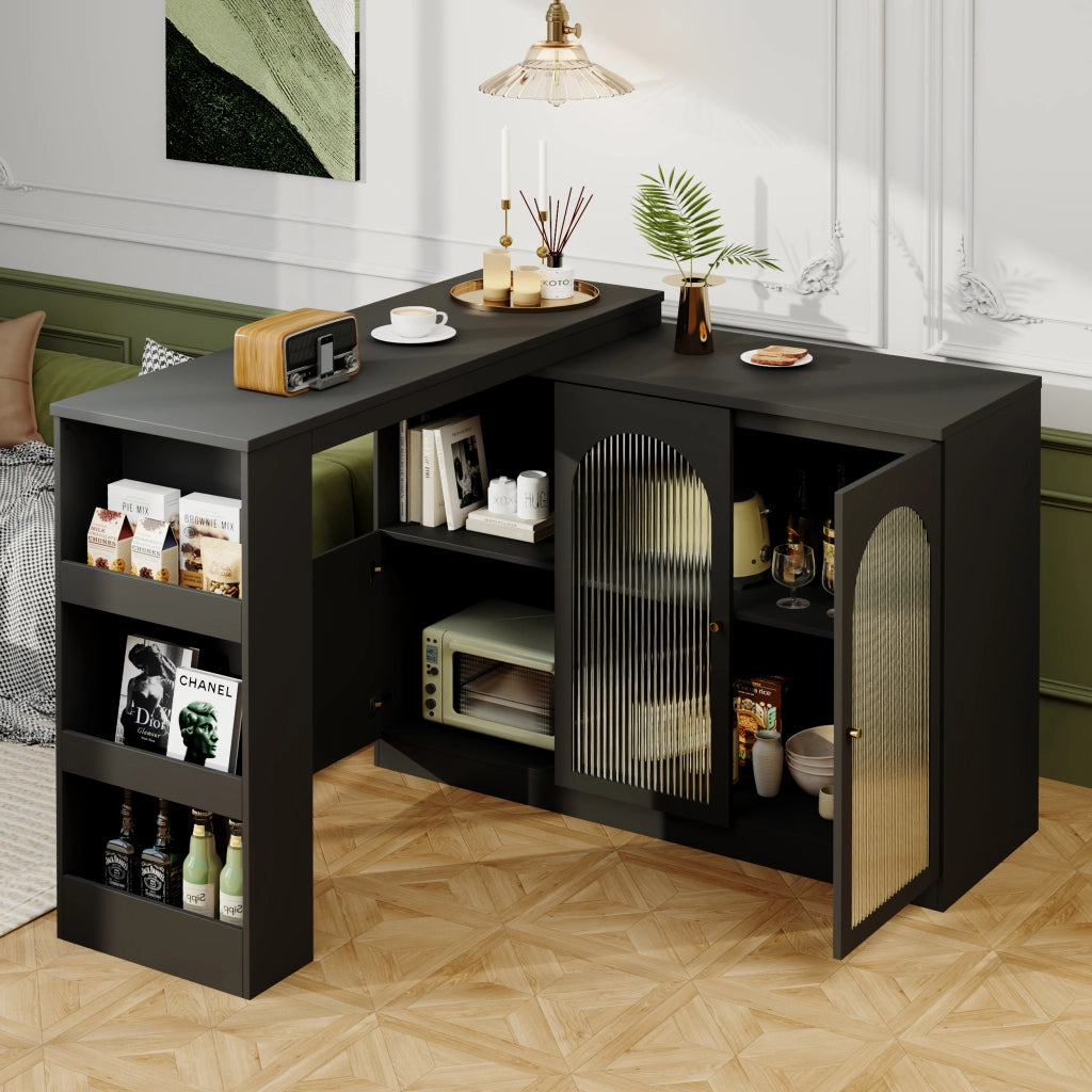 MOBILE BAR Rotante 360° 120x40x97 cm MDF Nero
