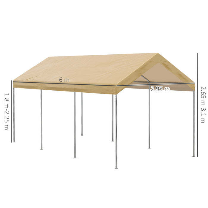 Box Auto da Esterno 600x295x265-310 cm in Acciaio e Polietilene Beige