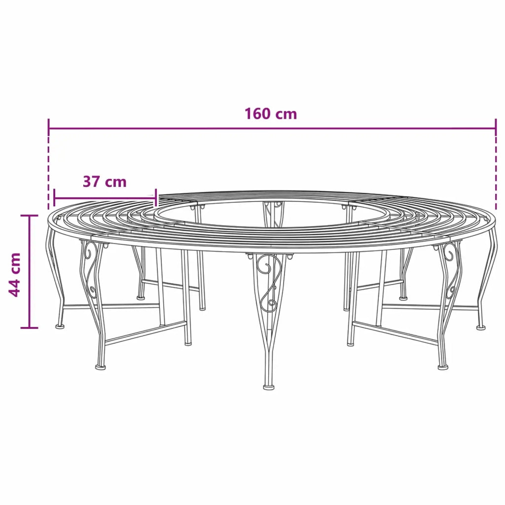 Panchina per Alberi 8-Numero di posti Ø 160 x 44 cm Acciaio 42029511