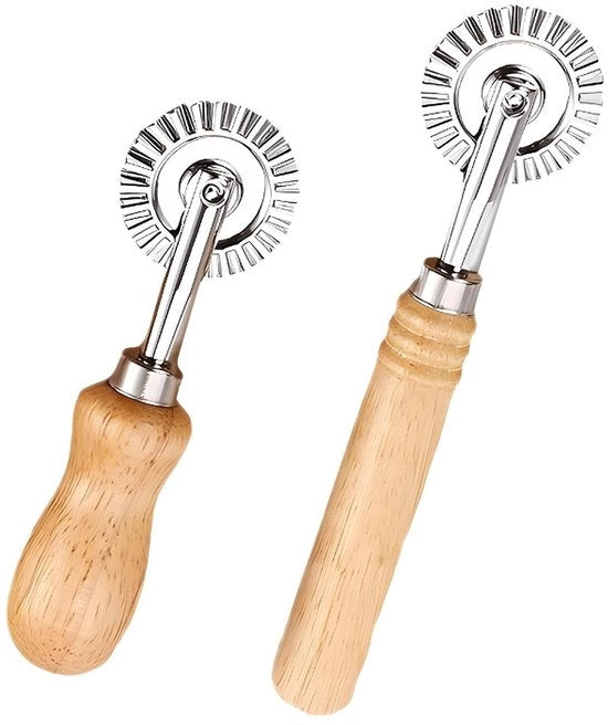 Impastatore per pasta 4 cm di diametro - Spatola per impasto - Cinghia di taglio - Acciaio inossidabile - Manico in legno - Materiale duraturo