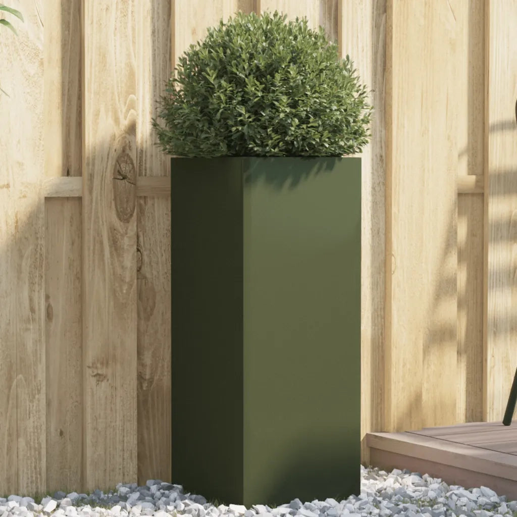 vidaXL Fioriera Verde Oliva 32x29x75 cm in Acciaio