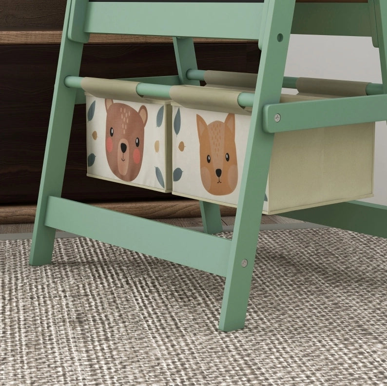 Cavalletto 3-in-1 per bambini con rotolo di carta, verde