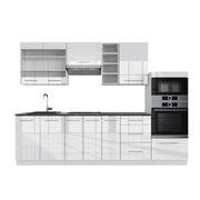 Cucina componibile Fame-Line Bianco lucido/Bianco 280 cm senza piano di lavoro Vicco