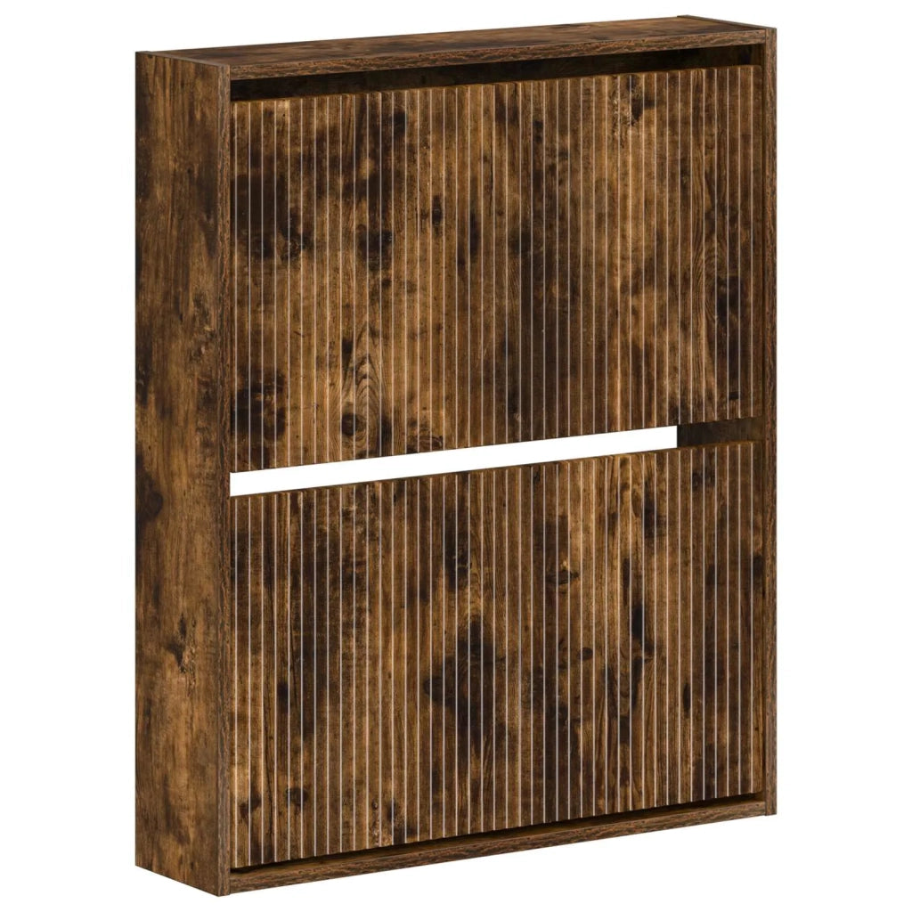 Mobiletto per Scarpe da Muro ARNHEM 71 x 17 x 86 cm Rovere Fumo 896640