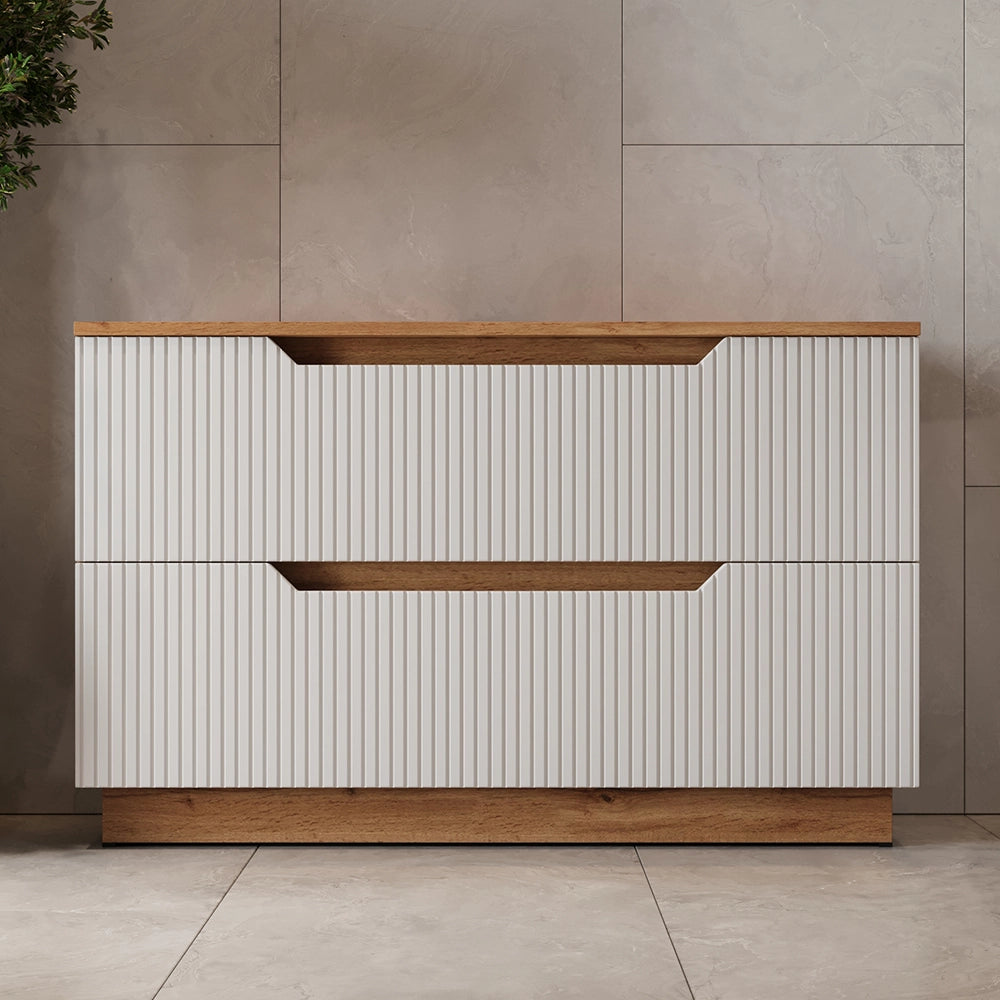 Vicco Mobile sottolavabo per bagno Rovere/bianco a strisce 99.4 x 62.5 cm con 2 cassetti