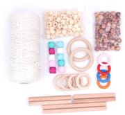 Kit di inizio per macramè - Maniglione per piante in macramè - Filo di cotone - Anelli di legno - Kit di fai da te artigianale - Adatto per principianti - Kit di attività manuali
