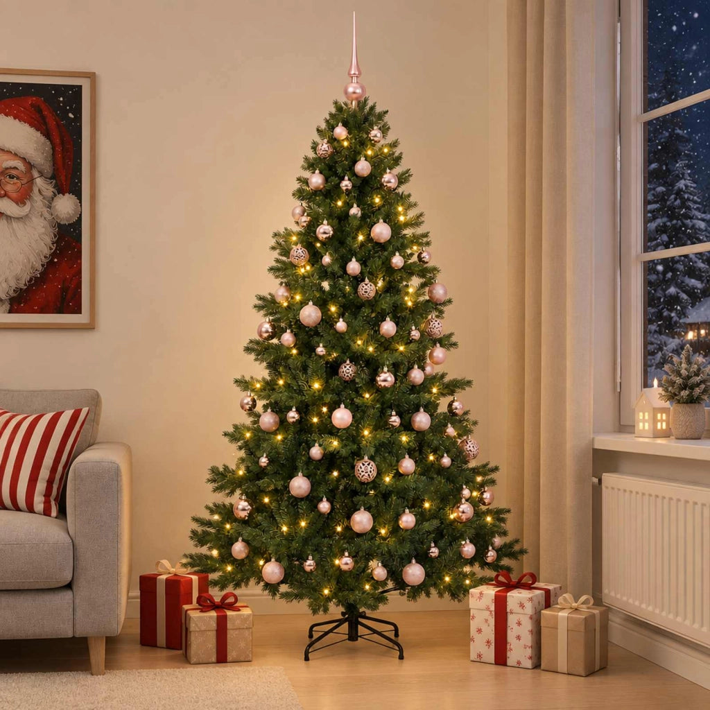 Albero di Natale artificiale con palline 210 cm 300 LED 3466667
