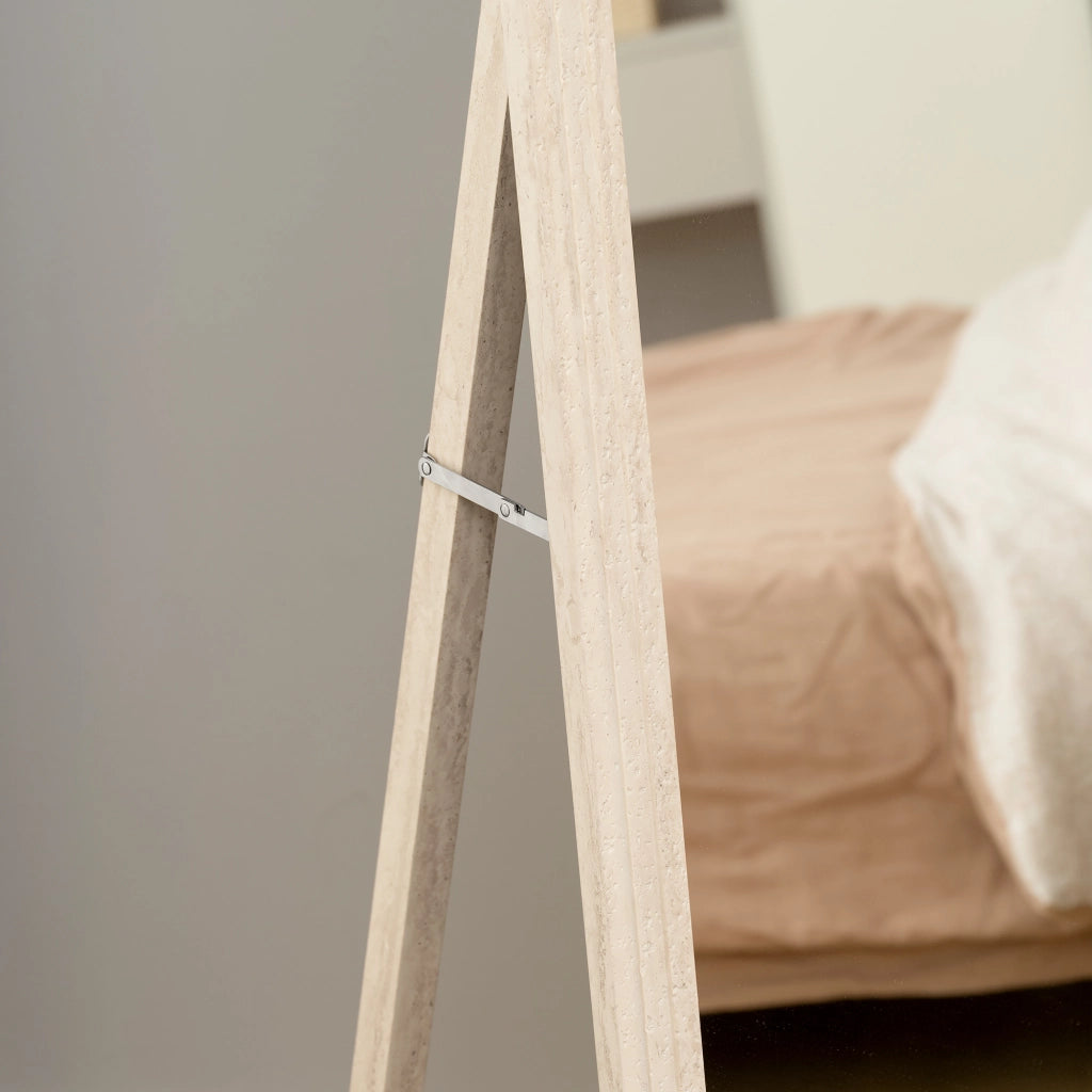 Specchio da Parete con Cornice in Effetto Pietra ¨C Zephmum ¨C Bianco 160x50 cm