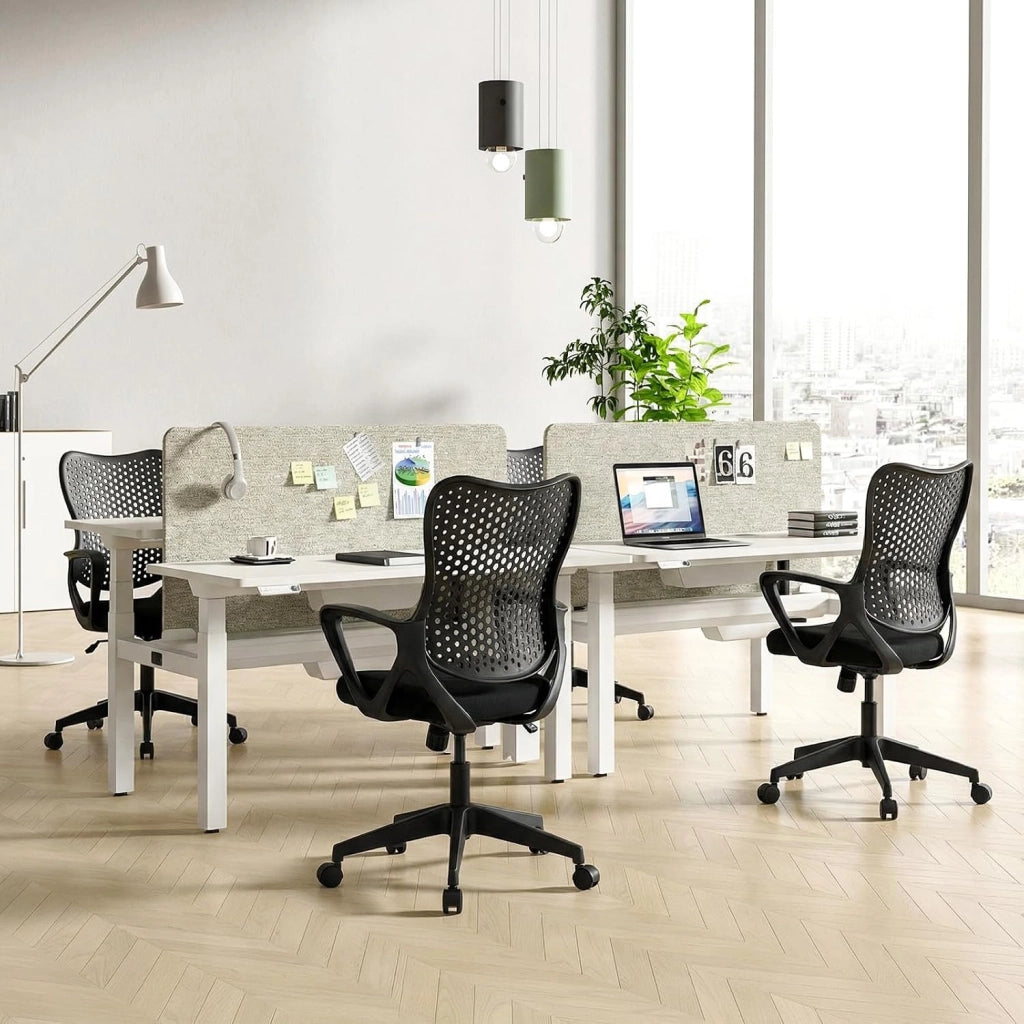 Sedia da Ufficio Ergonomica, con Schienale Reclinabile, Regolabile in Altezza, Sedia Scrivania con Seduta Girevole 360°e Ruote per Ufficio, Studio e Soggiorno, Portata 150 kg (Nero)