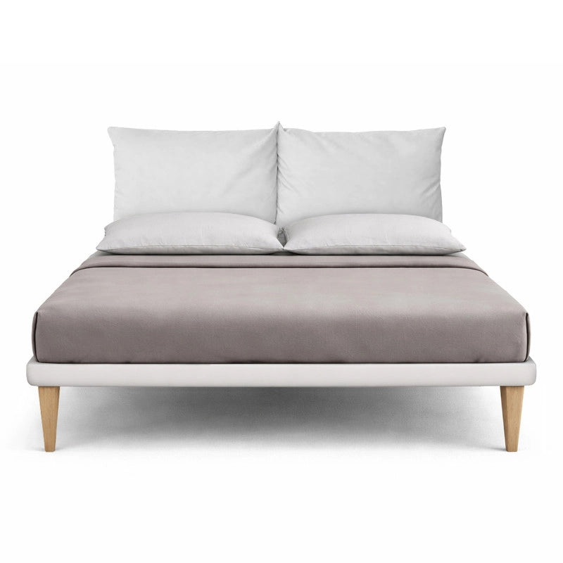 Letto imbottito Matrimoniale 180x190 cm Soft - Bianco,Similpelle,Con rete