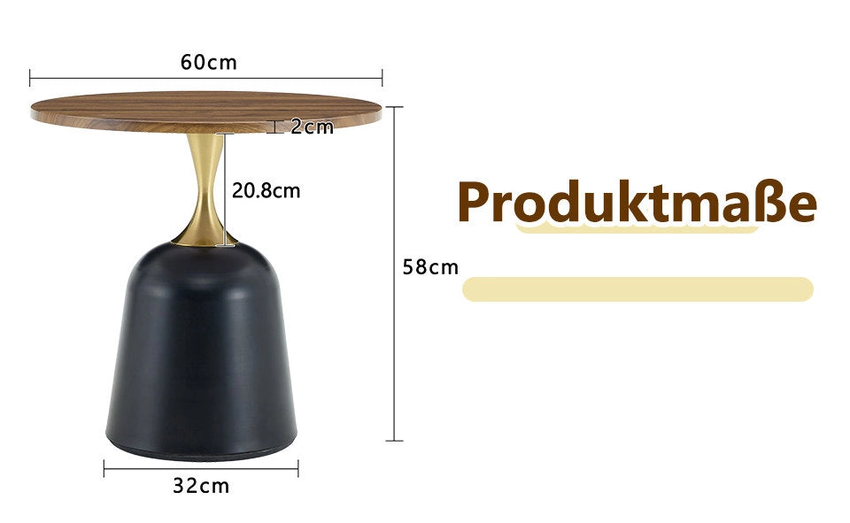 Tavolino rotondo con struttura in metallo; 70 × 69 × 40 cm; melamina noce e nero
