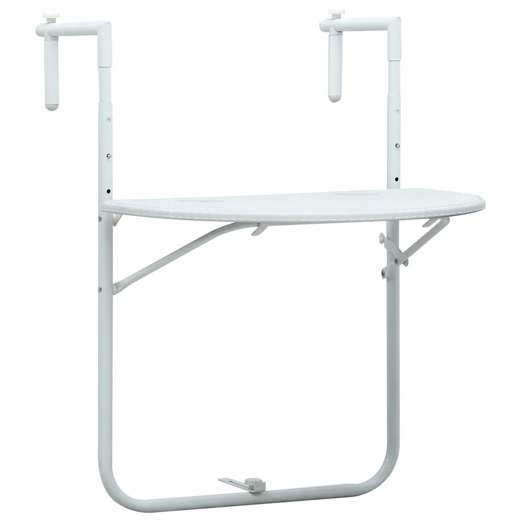 Tavolo da Balcone Pensile Bianco 60x64x83,5cm Plastica Rattan cod mxl 34206