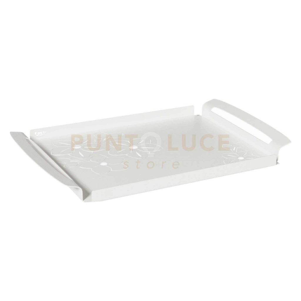vassoio grande in stile floreale fior di loto Bianco marmo in Ferro 46x30cm