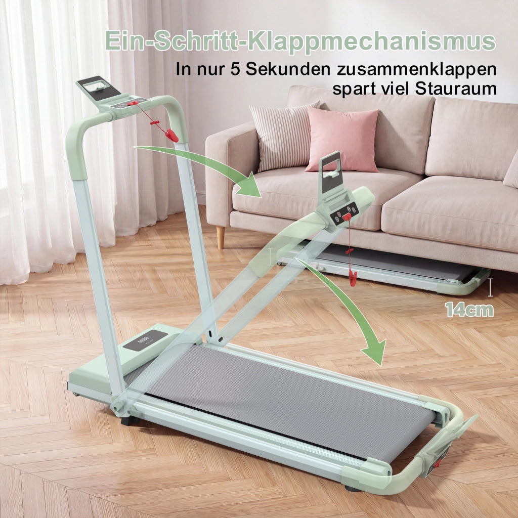 TAPPETO CORSA 3-IN-1 PIEGHEVOLE CON INCLINAZIONE 10% VERDE IN ACCIAIO