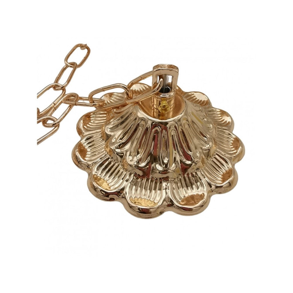 Trade Shop - Lampadario Sospeso Rettangolare Cristalli Lampada Luce Attacco E27 Oro 32316 -