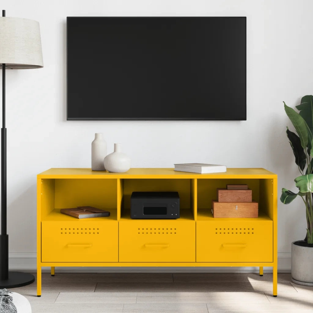 Mobile TV | Armadietto TV | Mobile Porta TV Giallo Senape 100,5x39x50,5 cm in Acciaio