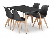 Set tavolo rettangolare VALORA YURO con 4 sedie RIXK nere 120x80 cm