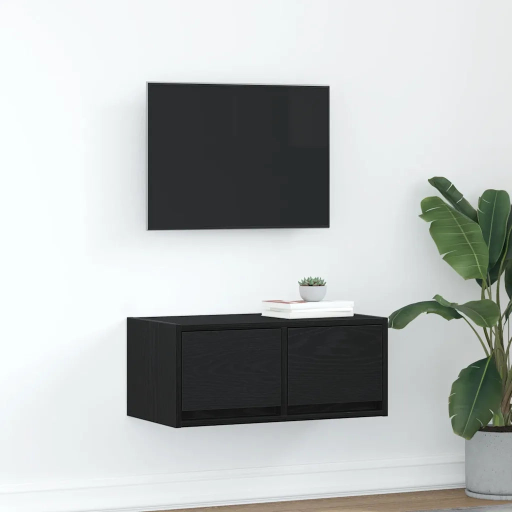 Mobile Porta TV-Mobile per TV-Credenza TV Rovere Nero 60x31x25,5 cm in Legno Multistrato 644838