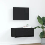 Mobile Porta TV-Mobile per TV-Credenza TV Rovere Nero 60x31x25,5 cm in Legno Multistrato 644838