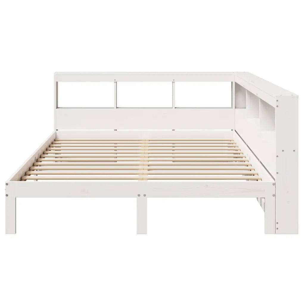 Letto Libreria senza Materasso-Struttura Letto con contenitore Bianco 140x190 cm Legno di Pino 394410