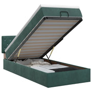 Letto ottomano con materasso Verde Scuro 100 x 200 cm Velluto 3457632