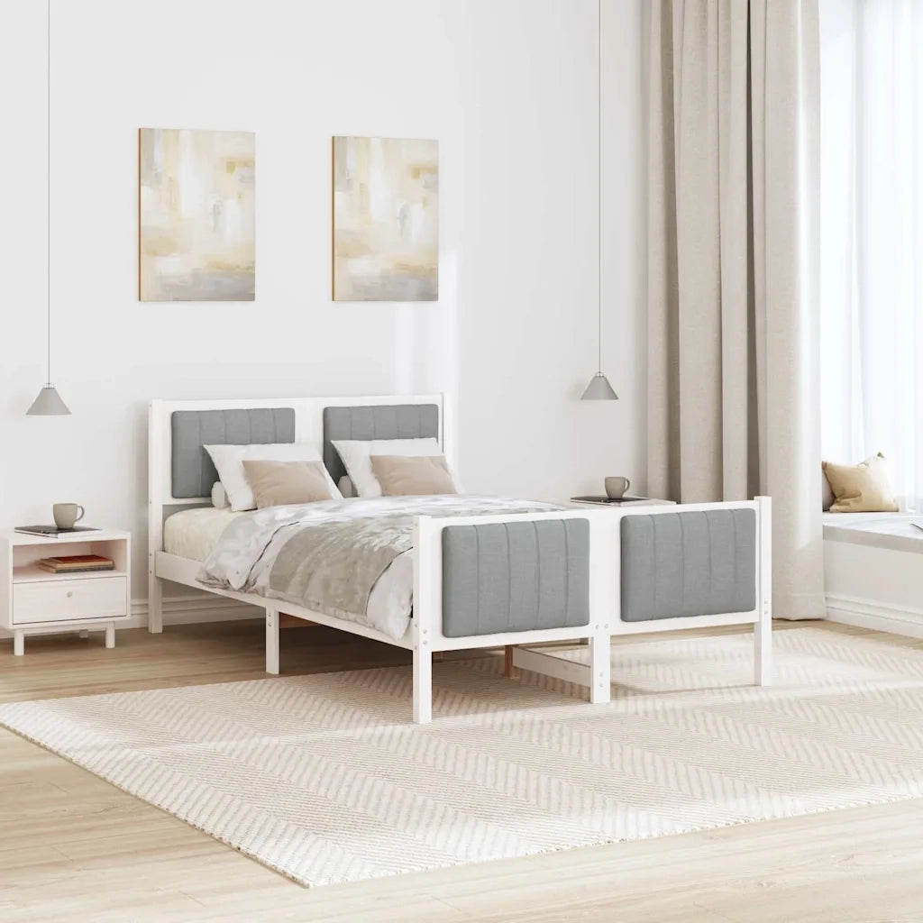 Struttura del Letto Bianco e grigio chiaro 120 x 190 cm 878488