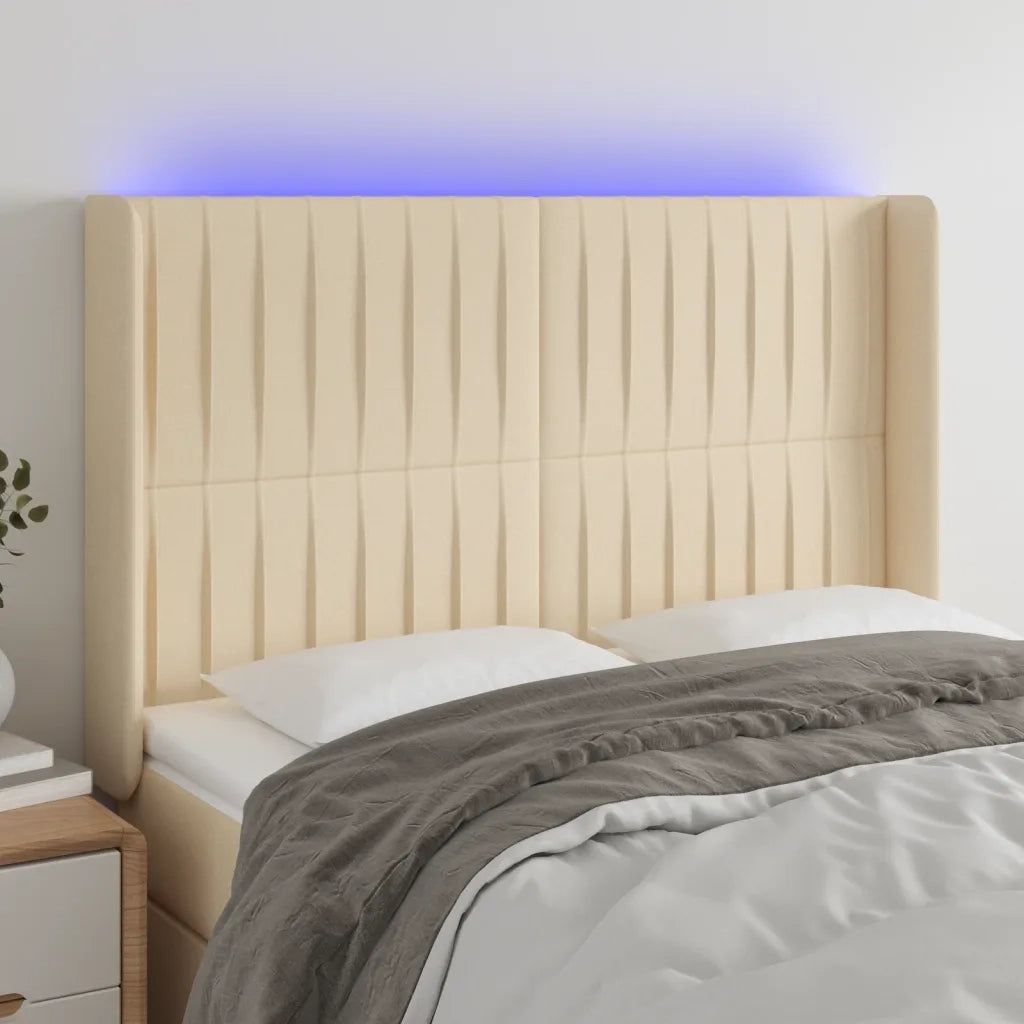 Testiera a LED-Testata con LED Crema 147x16x118/128 cm in Tessuto 867165