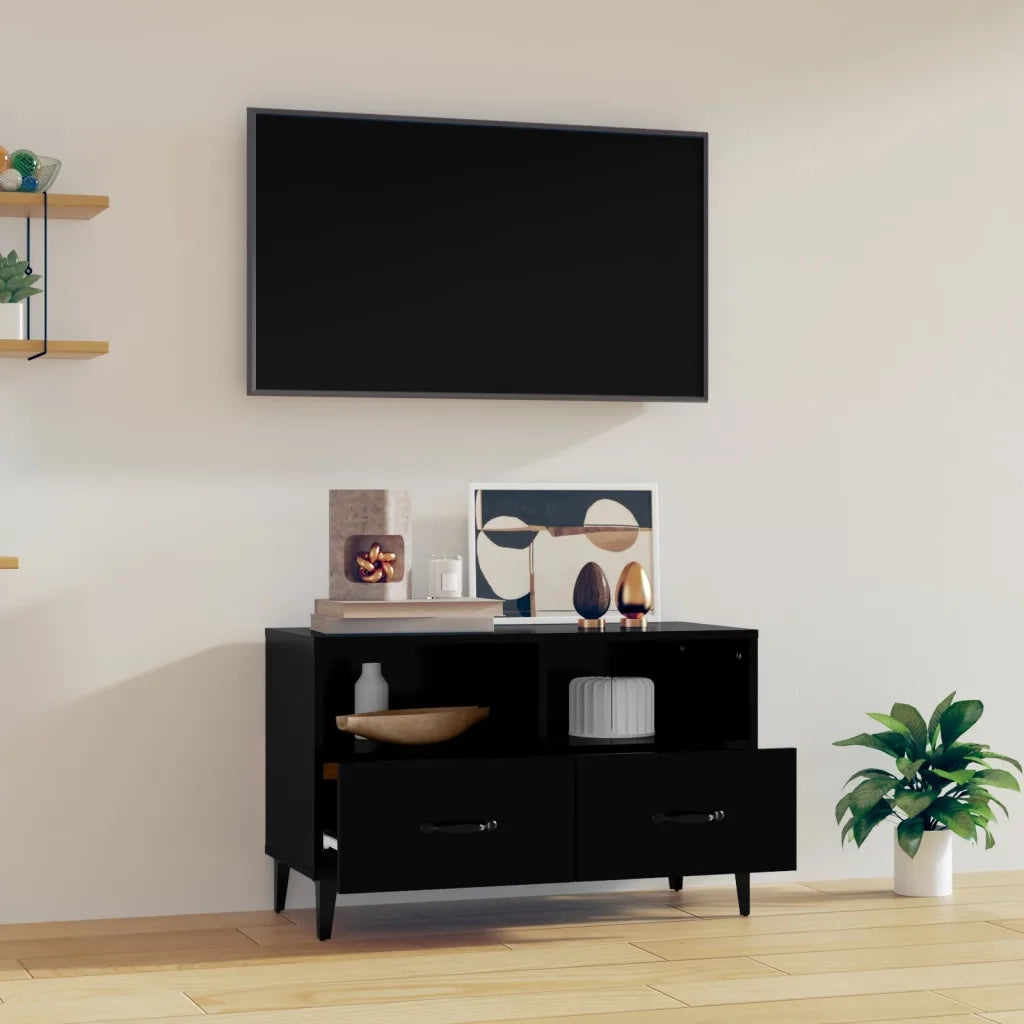 Mobile Porta TV Nero 80x36x50 cm in Legno Multistrato 812592