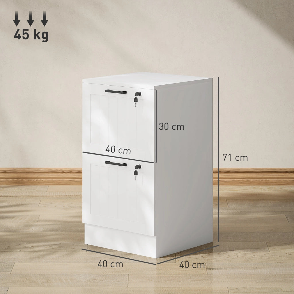 Cassettiera per Scrivania con 2 Cassetti ¨C Zephmum ¨C Bianco 60x40x