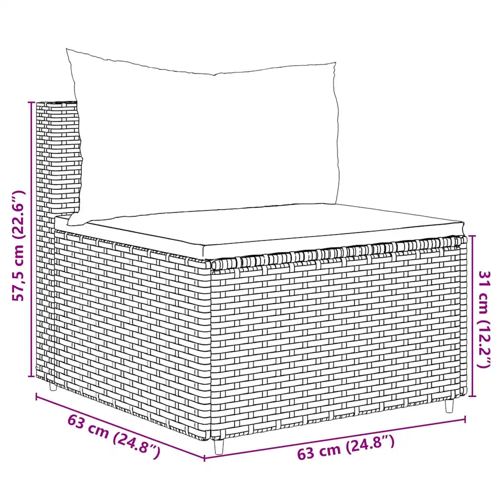 Set Divani da Giardino 5 pz con Cuscini Nero in Polyrattan 3308088