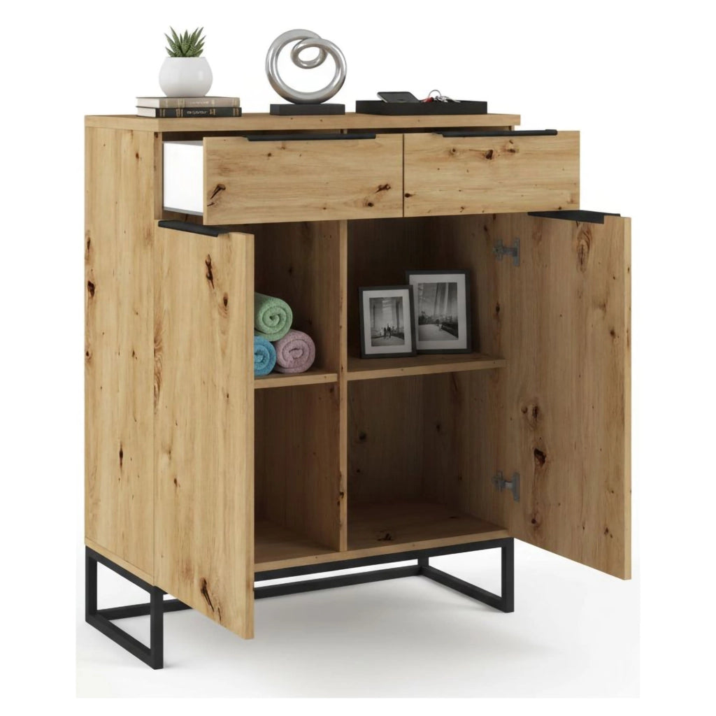 Madia Fiastrone, Credenza 2 Cassetti, 78x37x99h cm Marrone Rovere Nodi