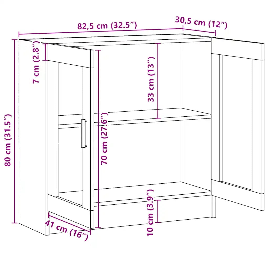 Armadietto Vetrina Grigio Cemento 82,5x30,5x80 cm Multistrato CFW6093427