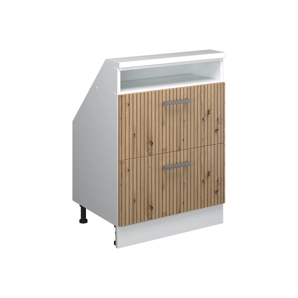 Mobile sottotetto Rion Rovere artigianale/Bianco con 2 cassetti Vicco