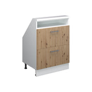 Mobile sottotetto Rion Rovere artigianale/Bianco con 2 cassetti Vicco