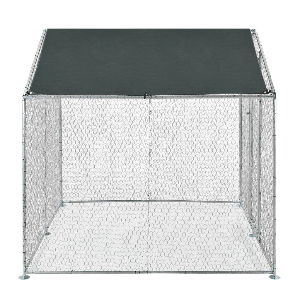 Gabbia voliera per animali da esterno con serratura struttura in acciaio zincato 2 x 2 x 2 m verde scuro argento 03_0005139