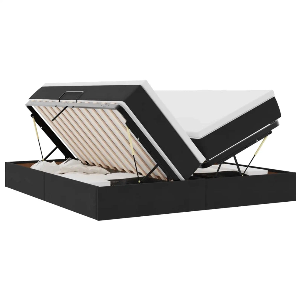 Letto con contenitore e materasso Nero 200 x 200 cm Velluto