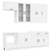 Set di armadi con cassetto 8 pcs Bianco Legno multistrato 3438193