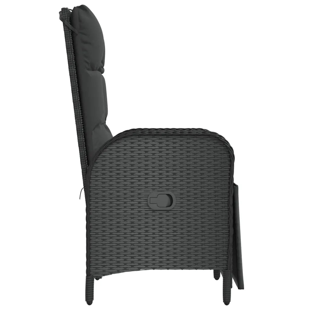 Sedie Reclinabili da giardino con Cuscini 2 pz | Sedie da Esterno Polyrattan Nere