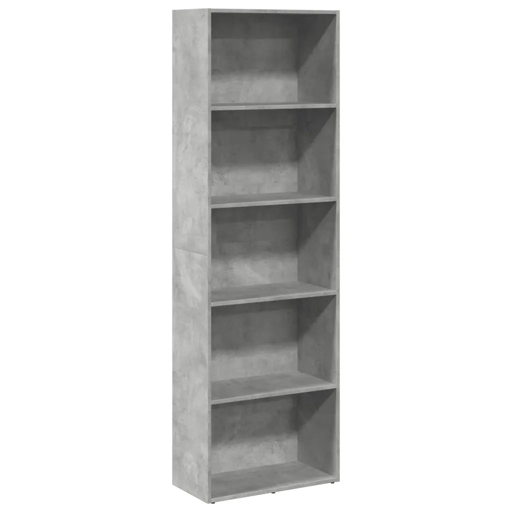 Libreria-Scaffale per Libri-Mobile di Stoccaggio Grigio Cemento 60x30x189 cm in Legno Multistrato