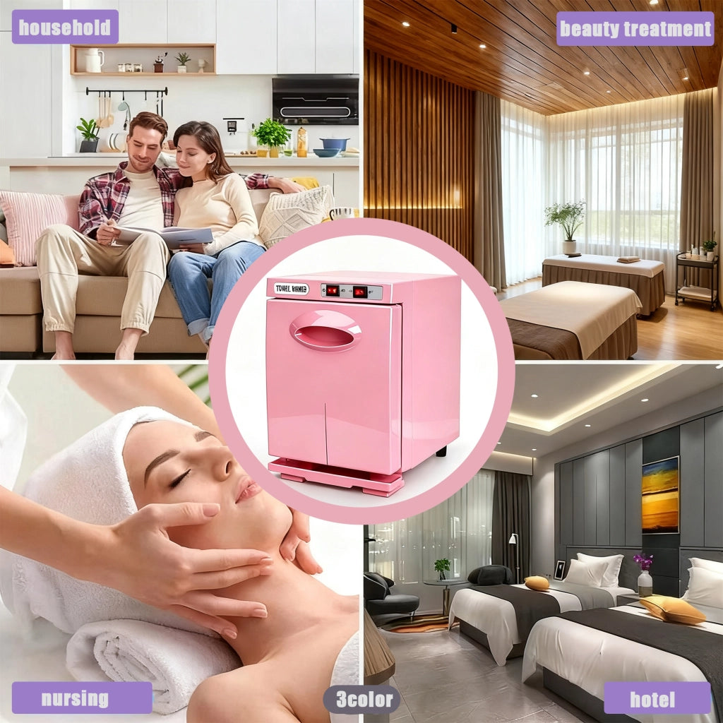 ZMH Scaldasalviette rosa 5L scaldasalviette rotante a 360° asciugasalviette UV per saloni di bellezza e spa