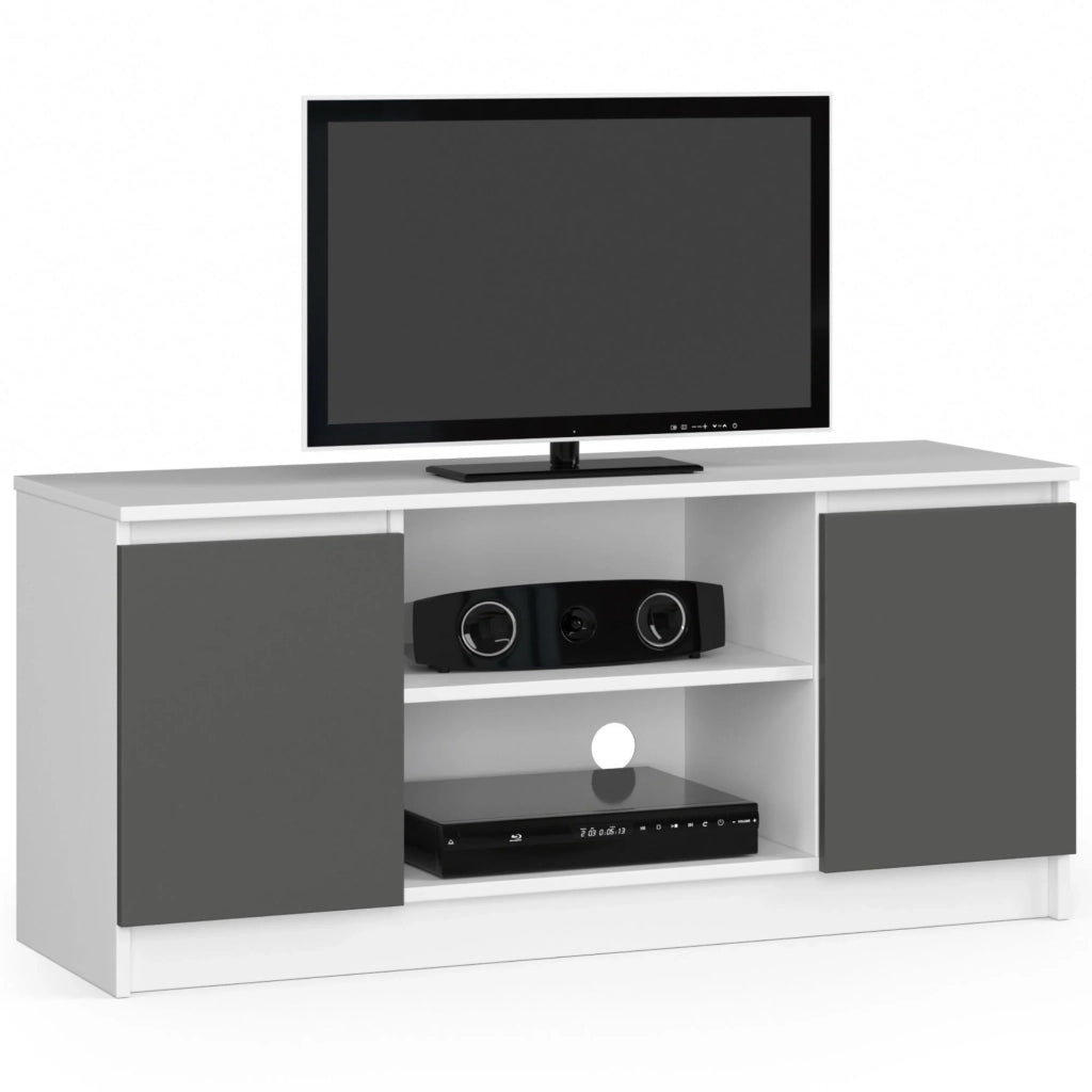 Mobile TV AKORD Bianco 120 cm 2 ante inserto frontale Grigio Grafite 120x40x55 cm