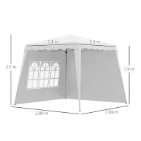 Gazebo da Giardino Pieghevole ad Altezza Regolabile in Acciaio e Tessuto Oxford, 2.4x2.4x2.5m