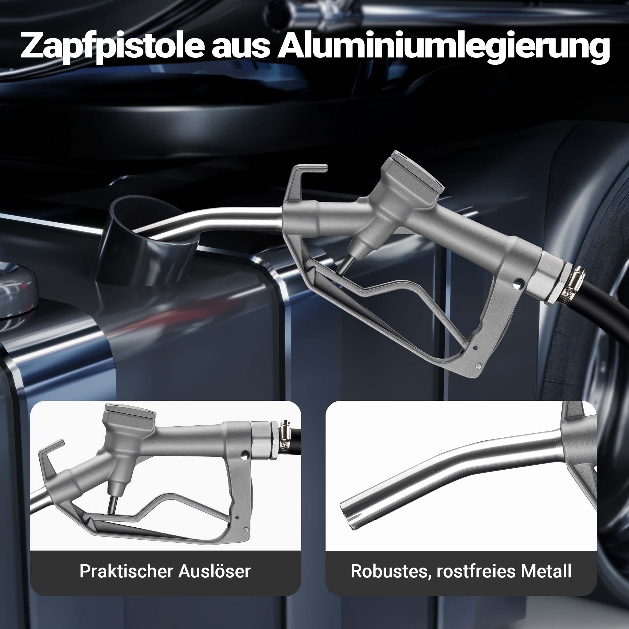 Serbatoio portatile per travaso carburante da 150 l con pompa da 12 V, pompa mobile per diesel e benzina