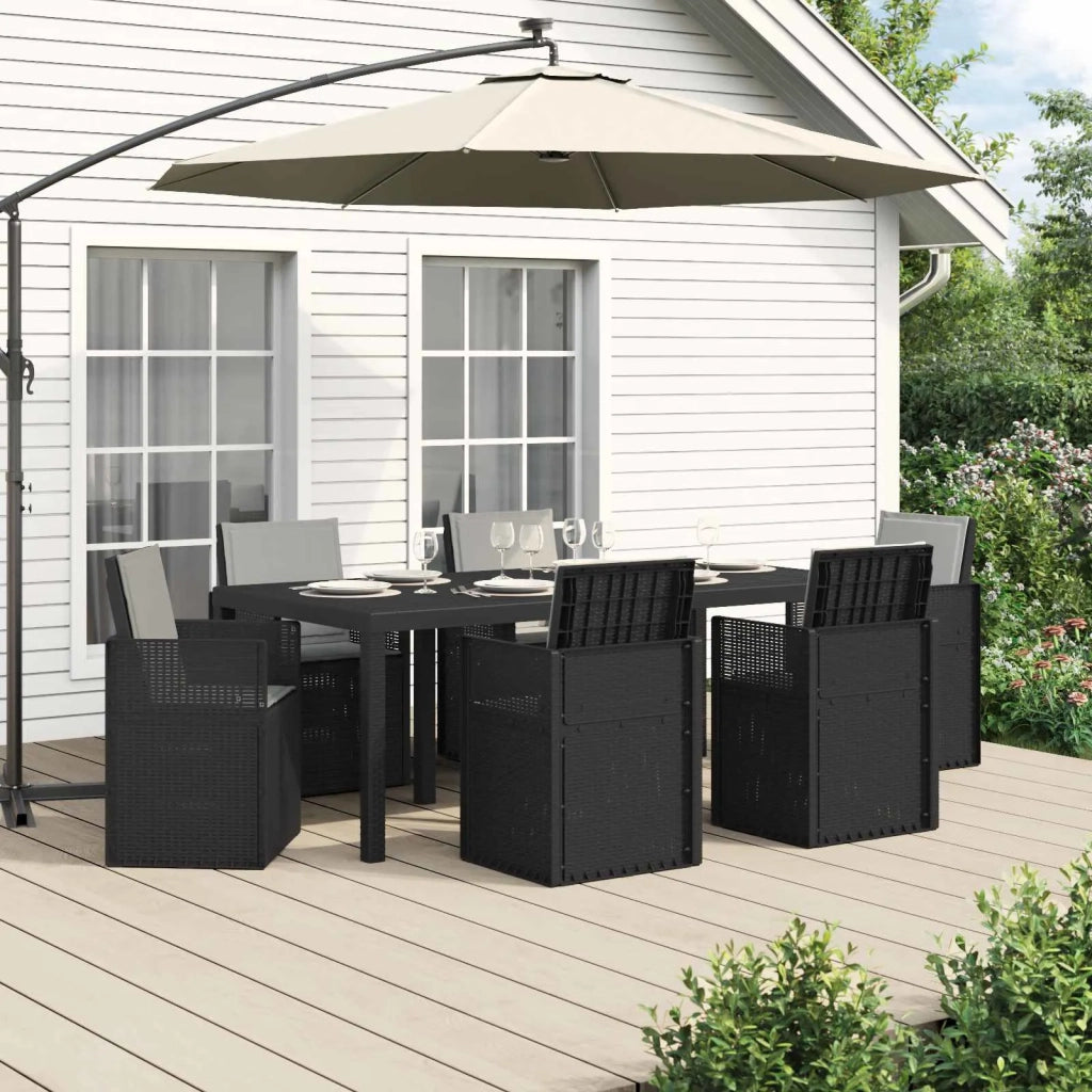 Set da Pranzo per Giardino 7 pcs Antracite e Grigio chiaro PP