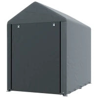 Capanno Attrezzi anti UV con Ingresso a Zip, in Acciaio Zincato e Tessuto PE,120x179x165 cm, Grigio Scuro
